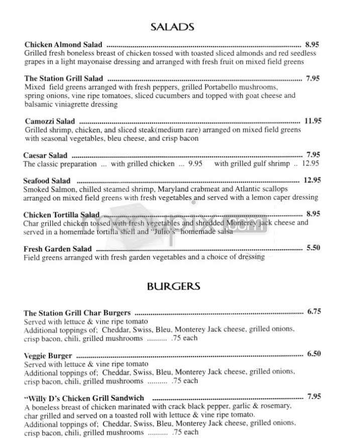 The Station Grill - Washington, DC menu_pic