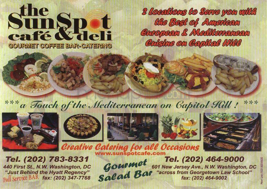 Sun Spot Cafe & Deli - Washington, DC menu_pic