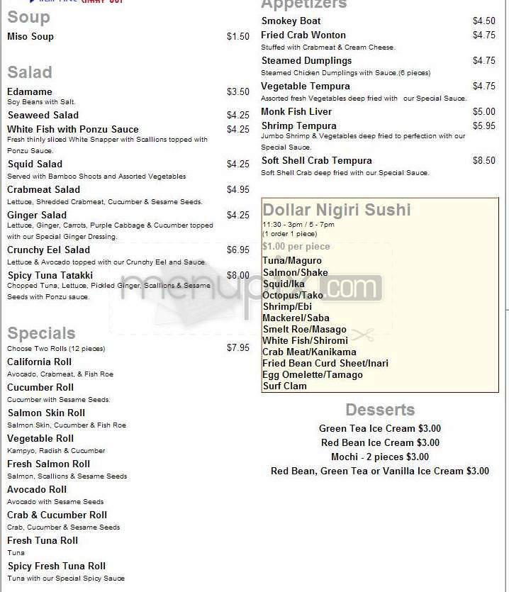 Sushi Sushi - Washington, DC menu_pic