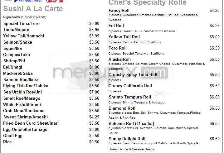 Sushi Sushi - Washington, DC menu_pic