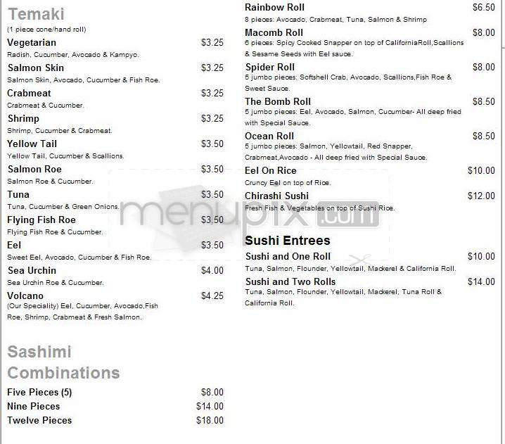 Sushi Sushi - Washington, DC menu_pic