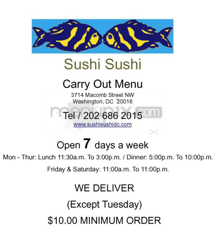 Sushi Sushi - Washington, DC menu_pic