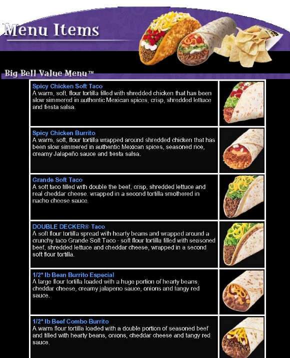 Taco Bell - Washington, DC menu_pic