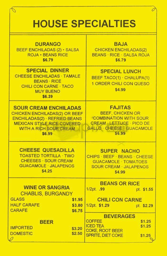 Taco House - Arlington, VA menu_pic