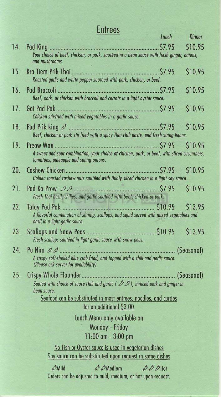 Thai Kitchen - Washington, DC menu_pic