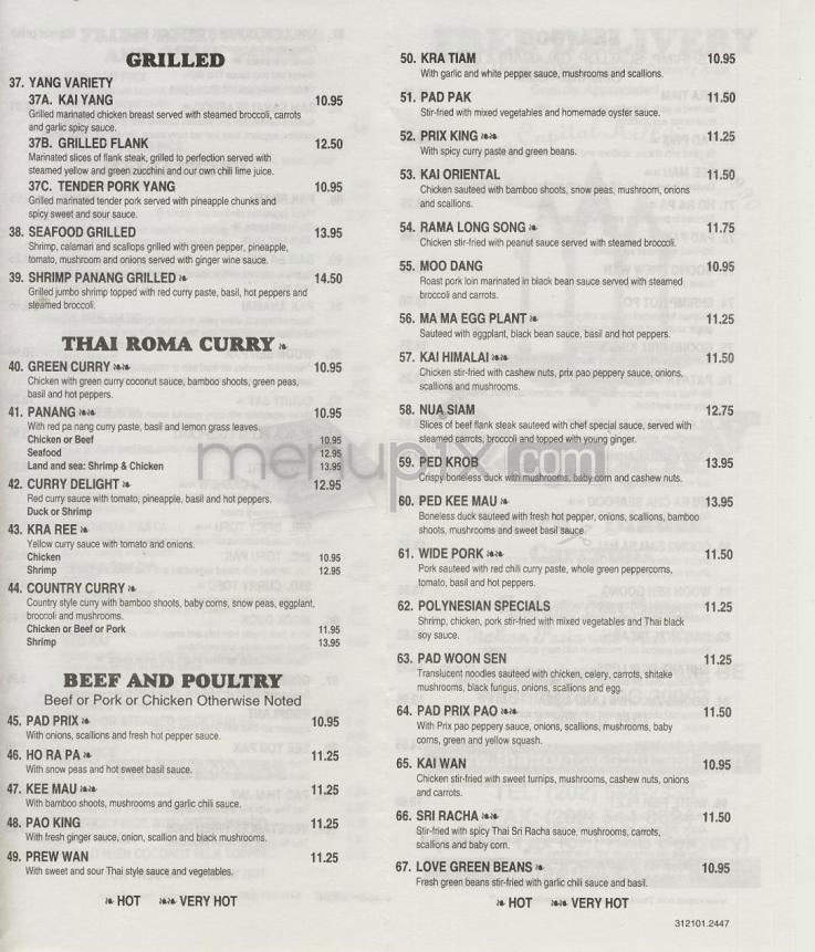 Thai Roma Restaurant - Washington, DC menu_pic