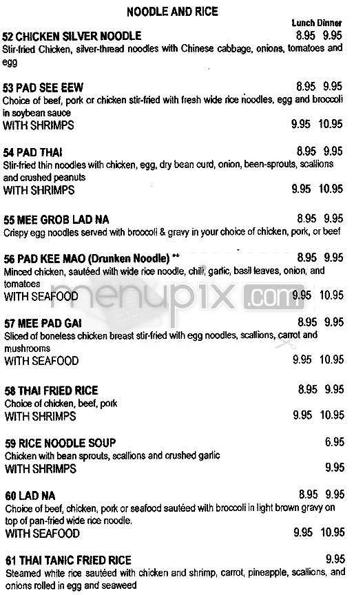 Thai Tanic - Washington, DC menu_pic