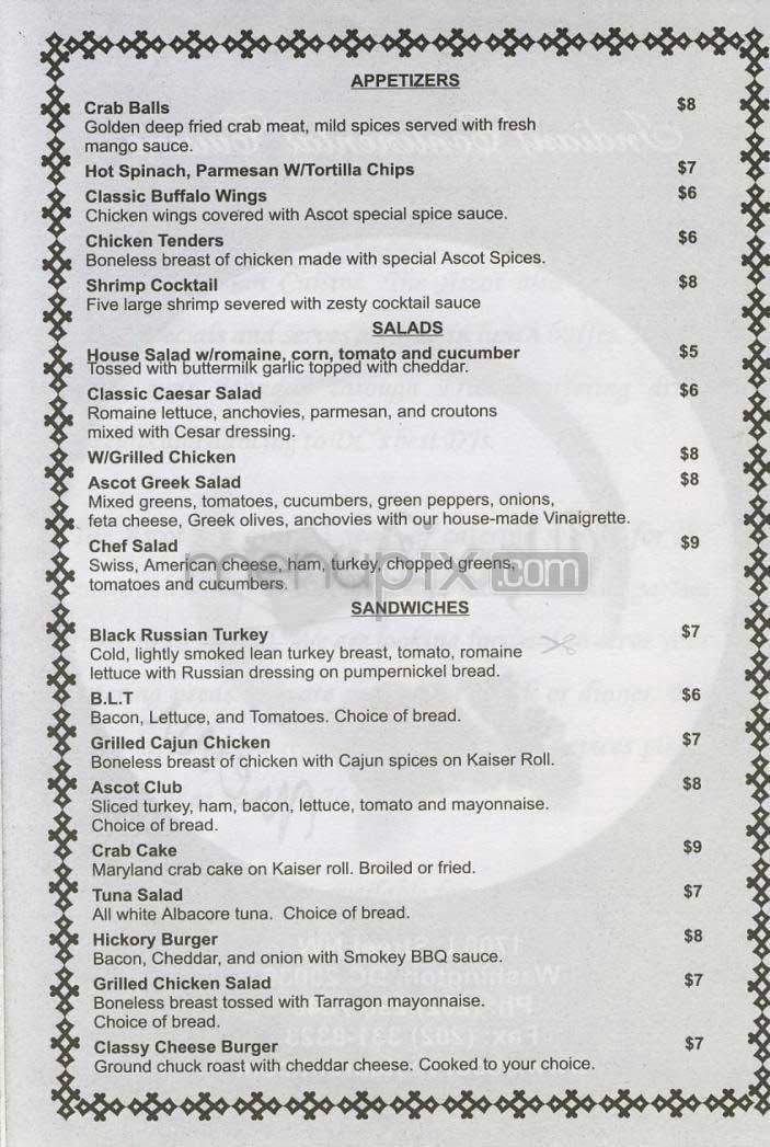 The Ascot - Washington, DC menu_pic