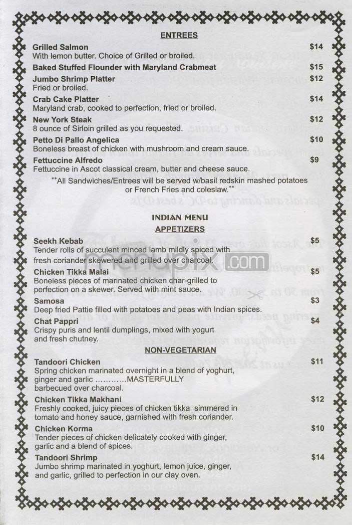 The Ascot - Washington, DC menu_pic
