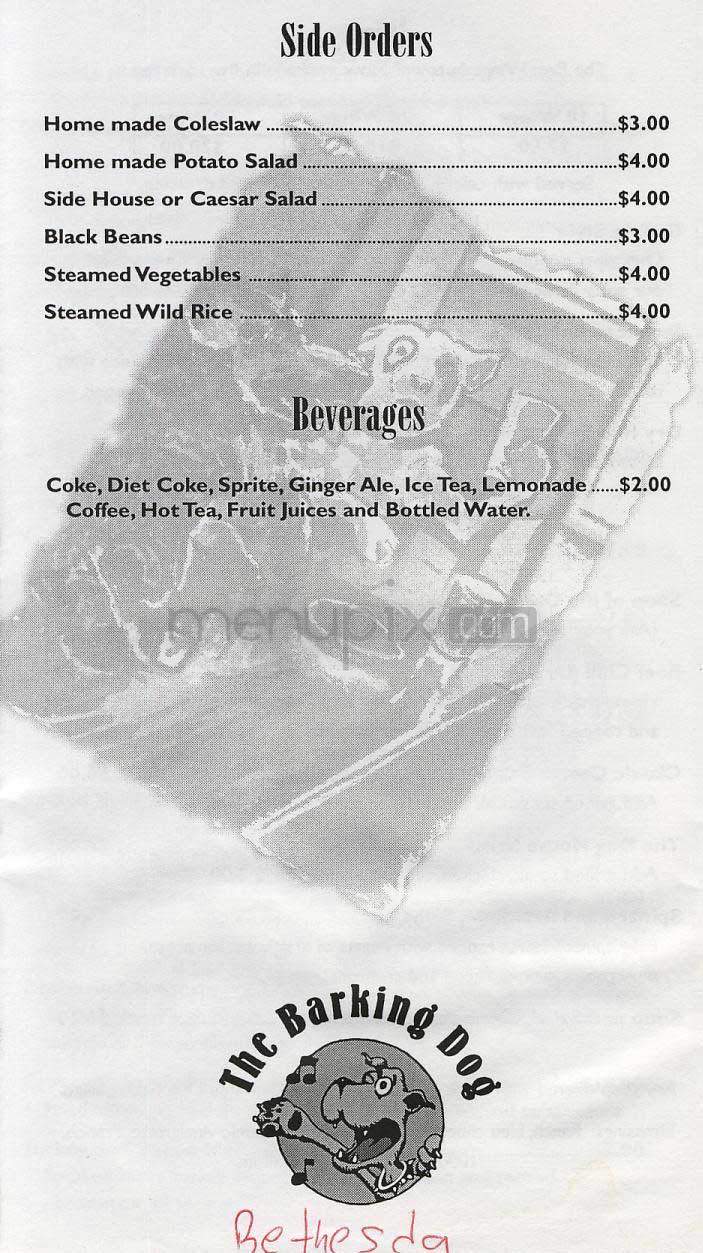 The Barking Dog - Bethesda, MD menu_pic