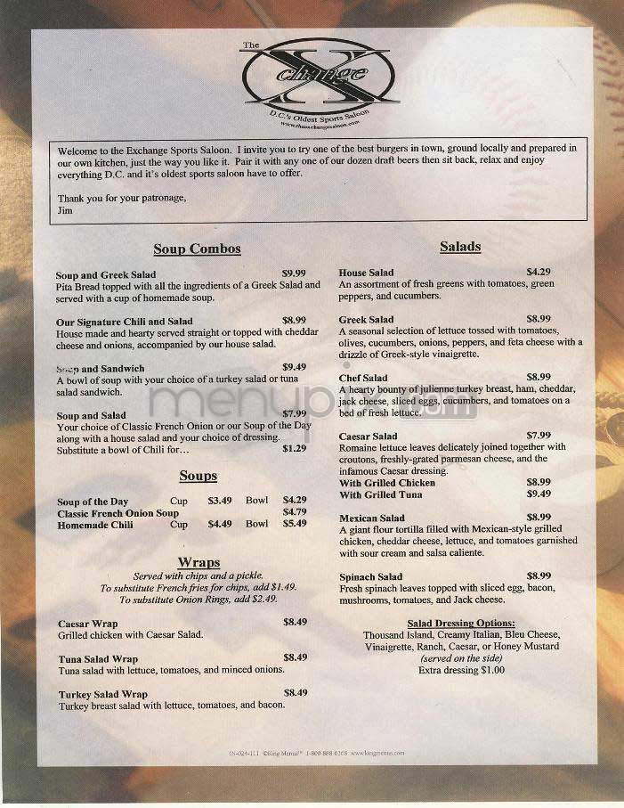 The Exchange - Washington, DC menu_pic