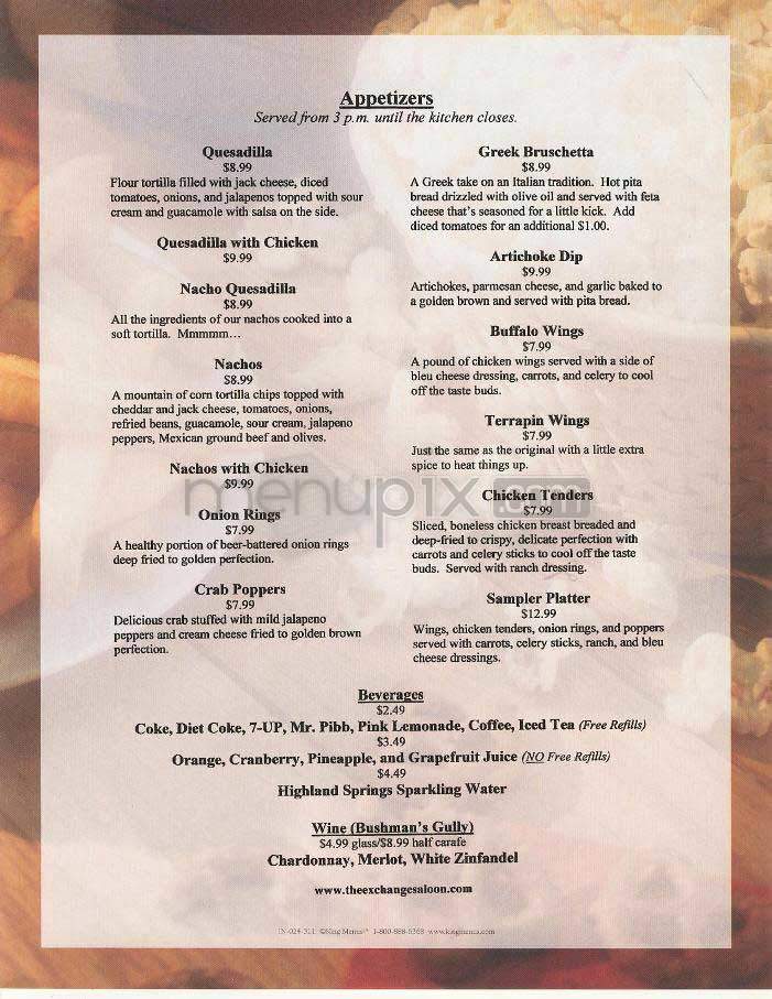 The Exchange - Washington, DC menu_pic