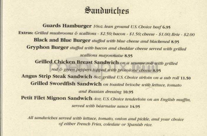 The Guards - Washington, DC menu_pic