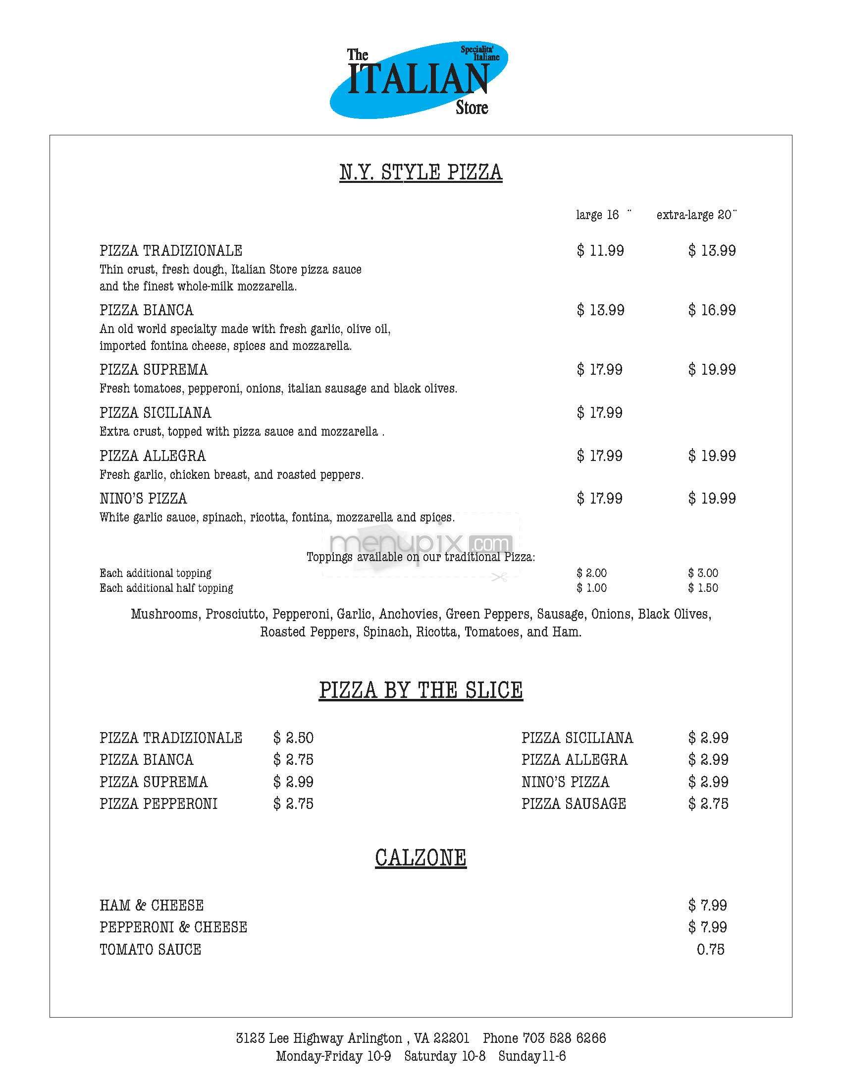 Italian Store - Arlington, VA menu_pic