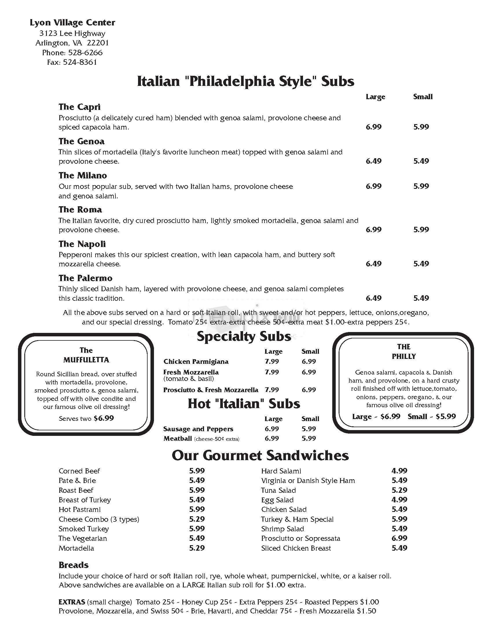 Italian Store - Arlington, VA menu_pic