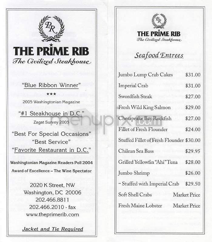 The Prime Rib - Washington, DC menu_pic