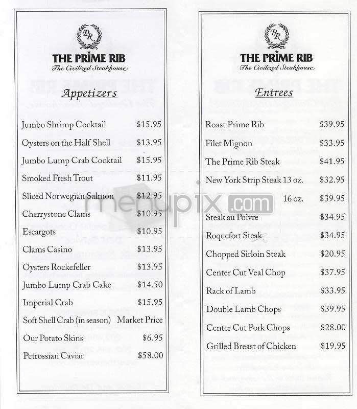 The Prime Rib - Washington, DC menu_pic
