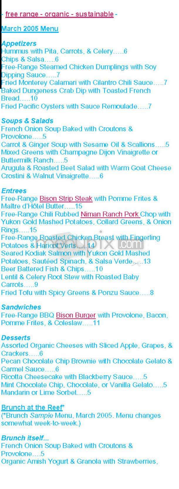 The Reef - Washington, DC menu_pic