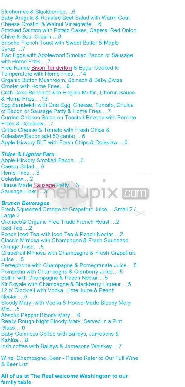 The Reef - Washington, DC menu_pic