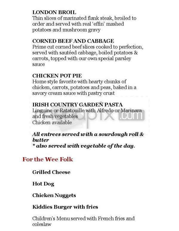 Dubliner (Phoenix Park Hotel) - Washington, DC menu_pic