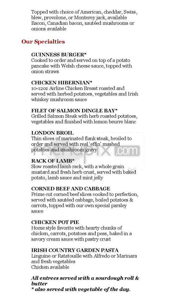 Dubliner (Phoenix Park Hotel) - Washington, DC menu_pic