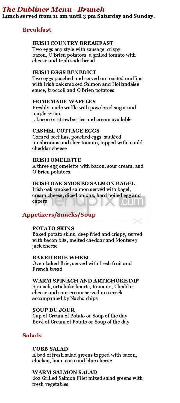 Dubliner (Phoenix Park Hotel) - Washington, DC menu_pic
