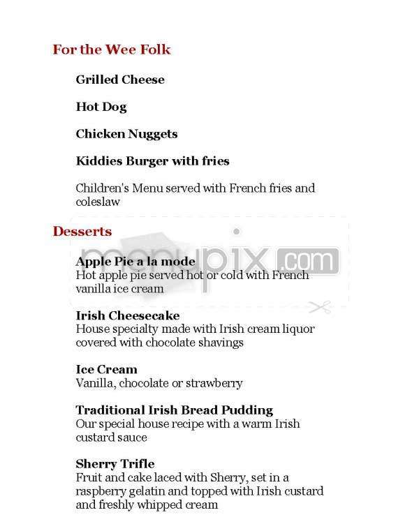 Dubliner (Phoenix Park Hotel) - Washington, DC menu_pic