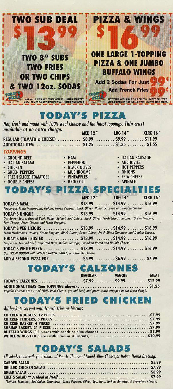 Today's Pizza - Washington, DC menu_pic