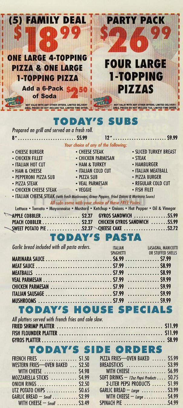 Today's Pizza - Washington, DC menu_pic