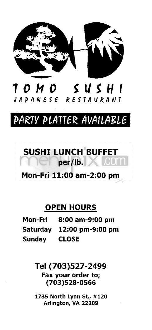 Tomo Sushi - Arlington, VA menu_pic