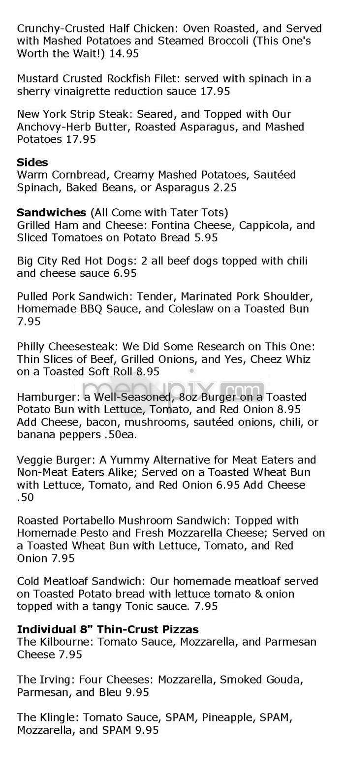 Tonic - Washington, DC menu_pic