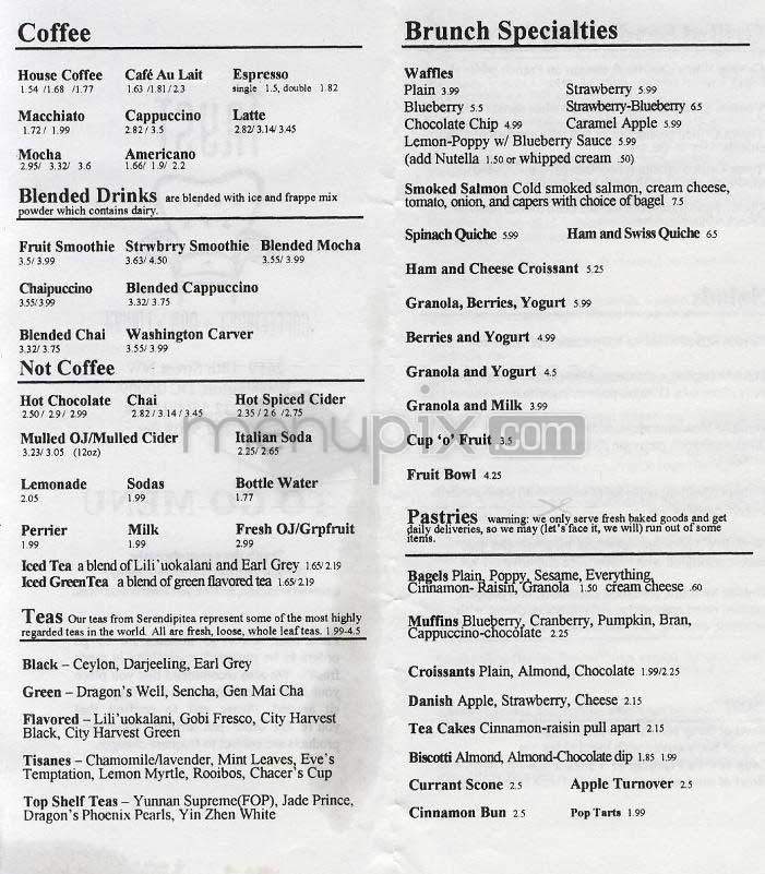 Tryst - Washington, DC menu_pic