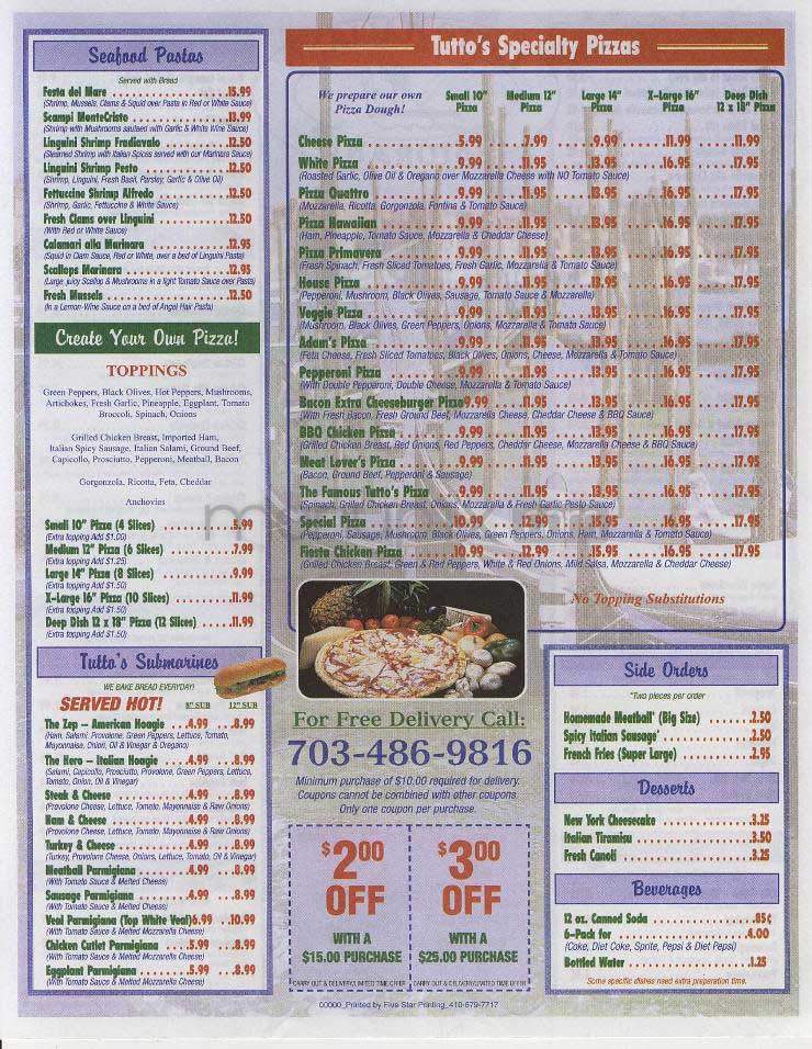 Tutto Italiano - Arlington, VA menu_pic