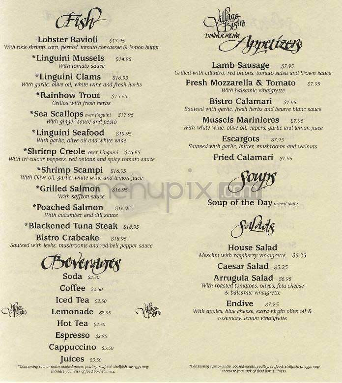 Village Bistro - Arlington, VA menu_pic