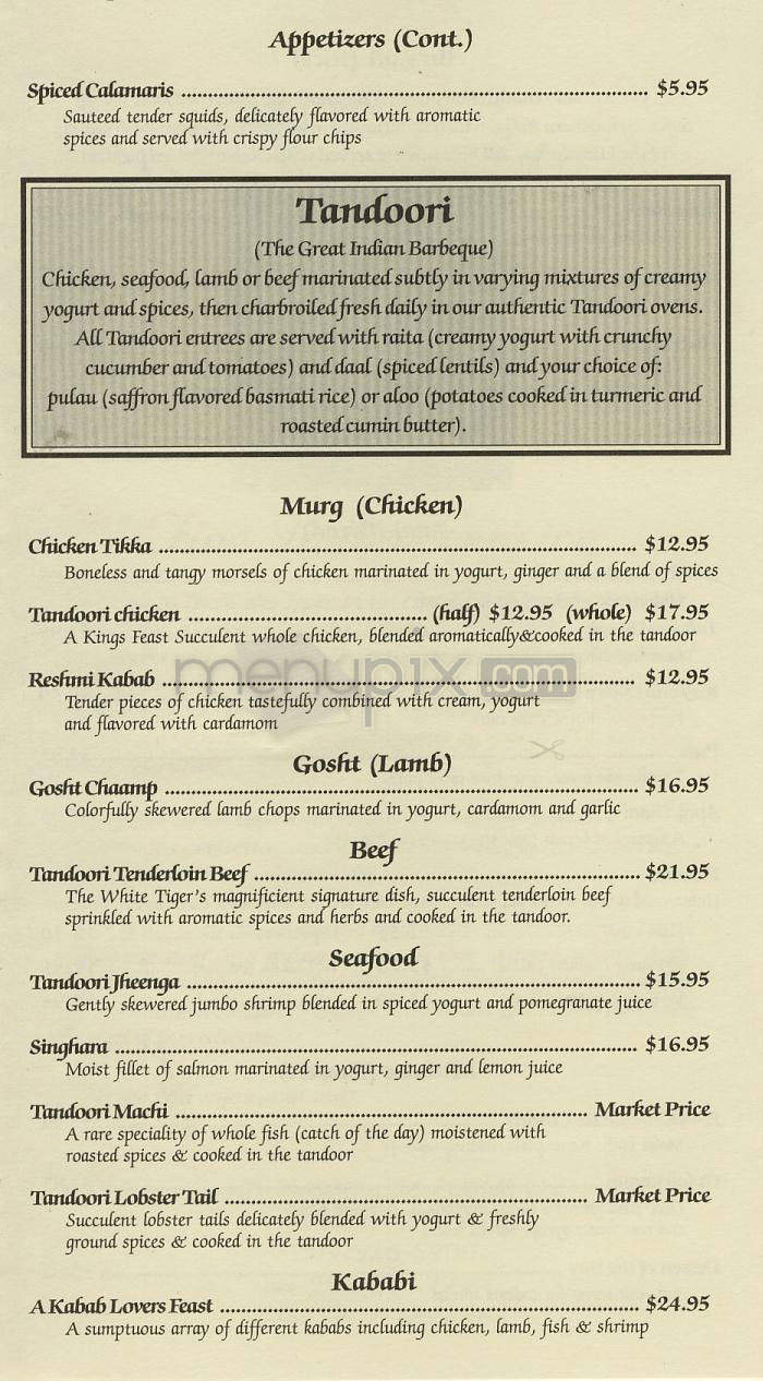 The White Tiger - Washington, DC menu_pic