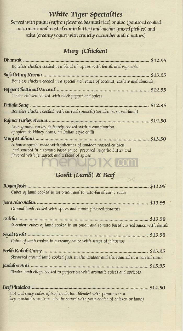 The White Tiger - Washington, DC menu_pic