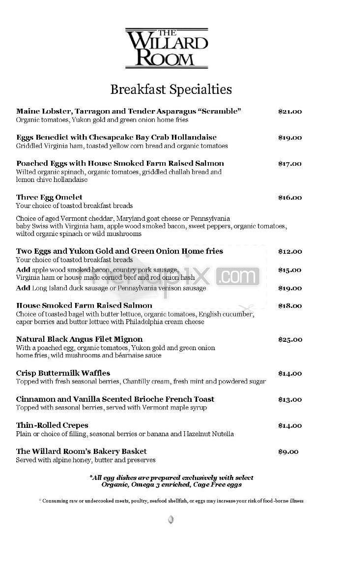 The Willard Room - Washington, DC menu_pic