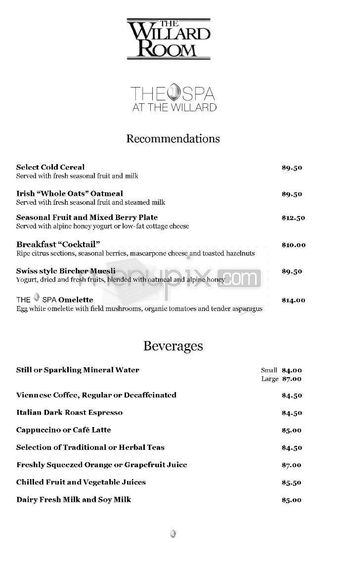 The Willard Room - Washington, DC menu_pic