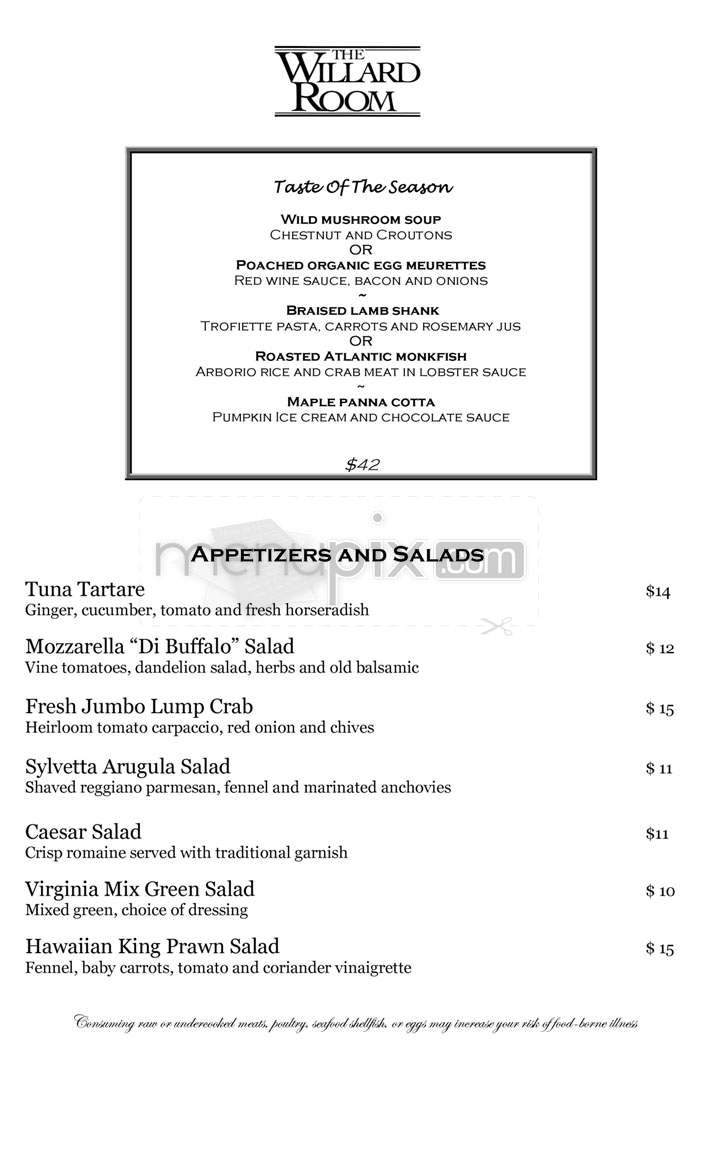 The Willard Room - Washington, DC menu_pic