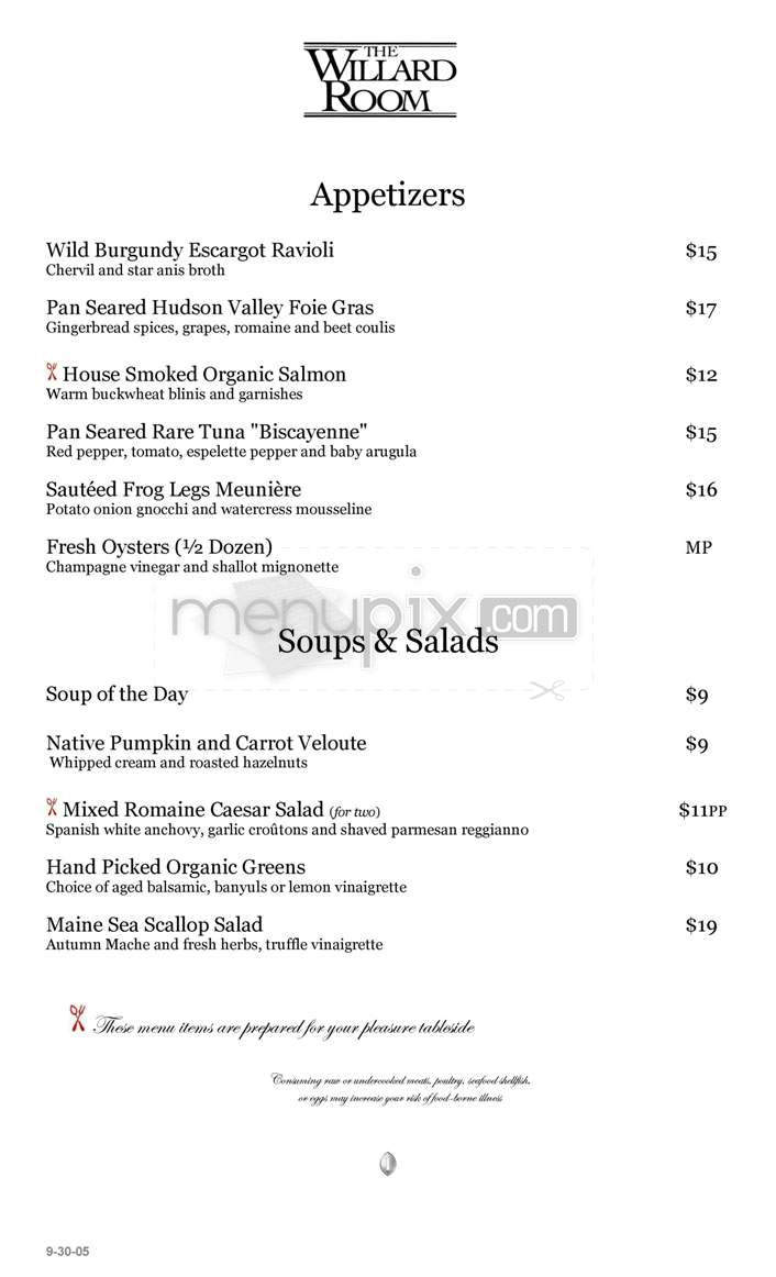 The Willard Room - Washington, DC menu_pic