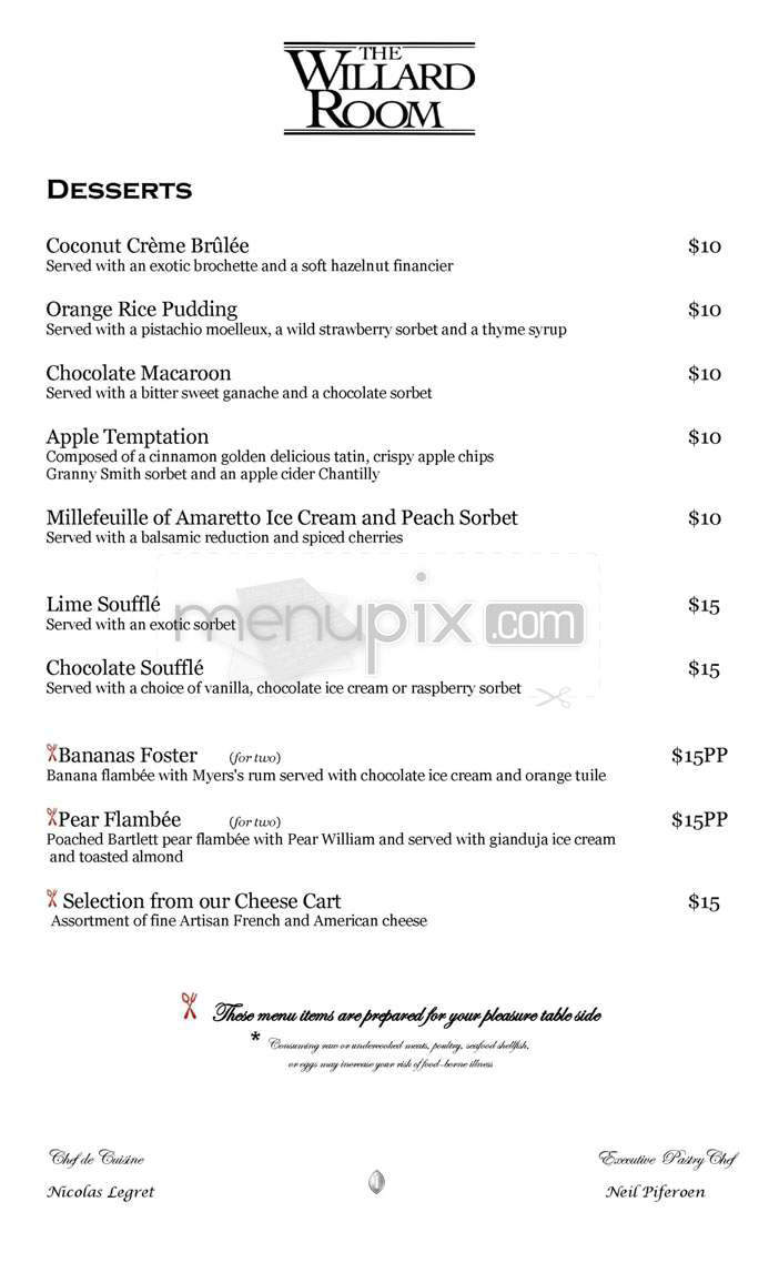 The Willard Room - Washington, DC menu_pic