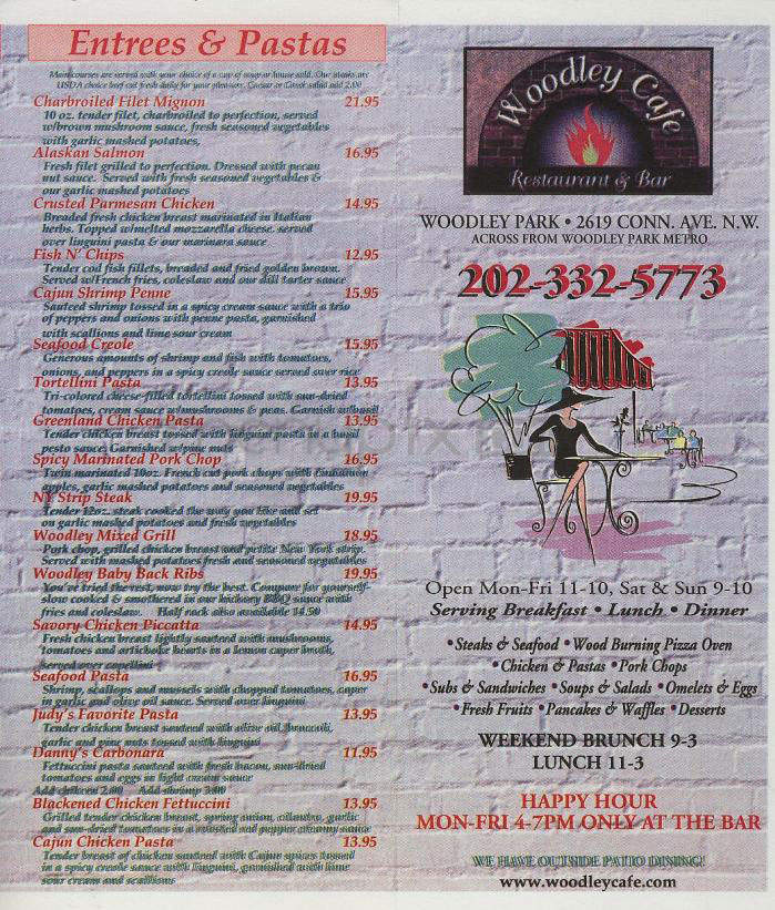 Woodley Cafe Restaurant & Bar - Washington, DC menu_pic