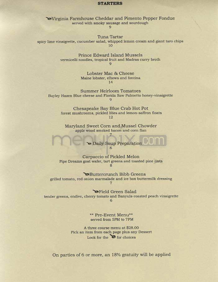 Zola - Washington, DC menu_pic