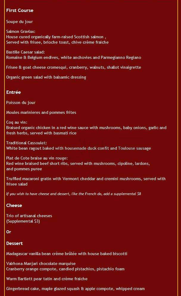Bastille - Alexandria, VA menu_pic