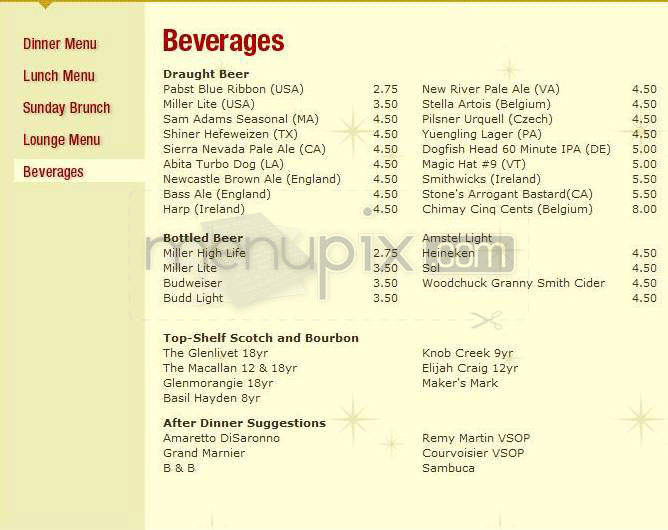 Evening Star Cafe - Alexandria, VA menu_pic