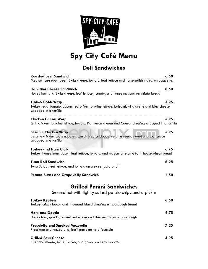 Spy City Cafe - Washington, DC menu_pic