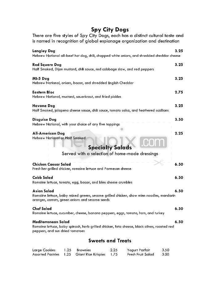 Spy City Cafe - Washington, DC menu_pic
