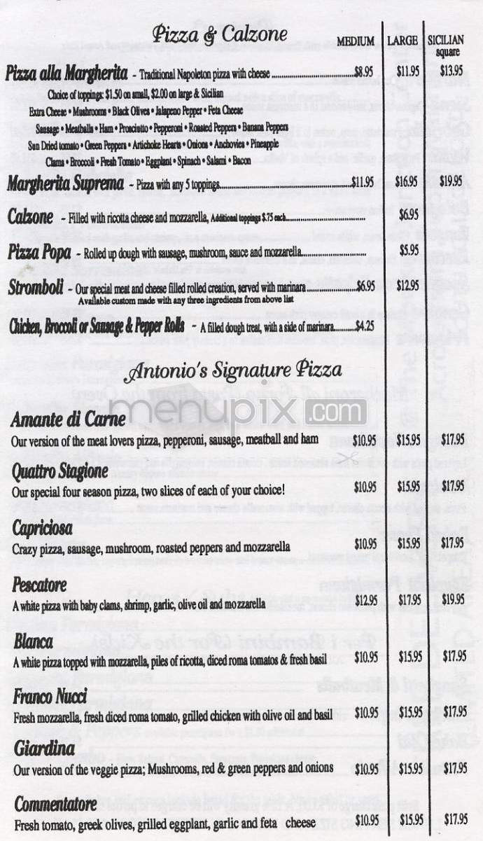Antonio's Pizzeria & Ristorante - Wilmington, NC menu_pic