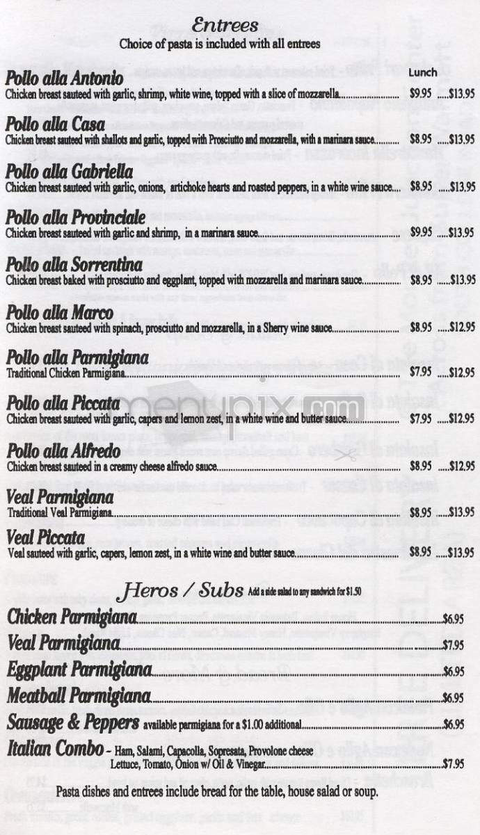 Antonio's Pizzeria & Ristorante - Wilmington, NC menu_pic