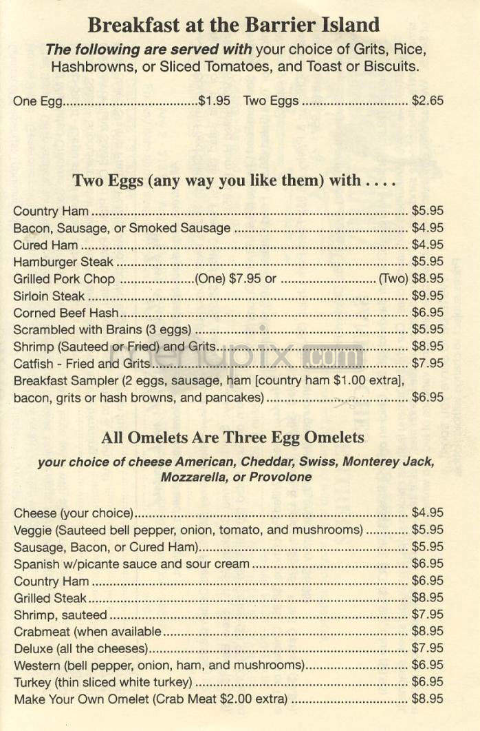 Barrier Island - Carolina Beach, NC menu_pic